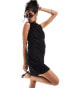 Фото #1 товара ASOS DESIGN cowl chiffon dobby mini dress in black