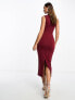 Фото #7 товара ASOS DESIGN asymmetric cut out mesh midi dress in red