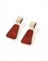 Фото #3 товара ASOS DESIGN drop earrings with rectangle natural look design in gold tone