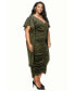 ფოტო #2 პროდუქტის Plus Size Nadia Ruched V Neck Dress