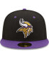 Фото #3 товара Men's Black, Purple Minnesota Vikings Two-Tone Flipside 59Fifty Fitted Hat