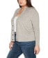 Фото #3 товара Plus Size Grommet Detail Cropped Knit Cardigan Sweater