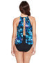 Magicsuit Women's Peace Out Aubrey High Neck One Piece Swimsuit, Black/Multi, 10