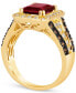 Фото #2 товара Pomegranate Garnet (2-1/2 ct. t.w.) & Diamond (3/4 ct. t.w.) Halo Multirow Ring in 14k Gold