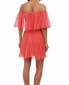 BCBGMAXAZRIA Womens Lace Pleated Cocktail Ruffled Mini Dress Solid Coral Size 2