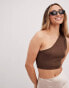 Фото #1 товара NA-KD one shoulder top with open back in brown