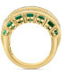 ფოტო #2 პროდუქტის EFFY® Emerald (6-1/2 ct. t.w.) & Diamond (1/4 ct. t.w.) Multirow Statement Ring in 14k Gold