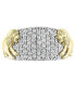 EFFY® Men's White Sapphire Lion Ring (1-3/8 ct. t.w.) in Sterling Silver & 14k Gold-Plate