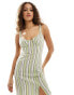 Daisy Street elasticated strap ruched bust midi dress in green stripe Зеленый, DE 38 - фото #2