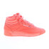 Reebok Freestyle Hi Womens Orange Leather Lace Up Lifestyle Sneakers Shoes