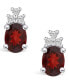 ფოტო #3 პროდუქტის Garnet (3 ct. t.w.) and Diamond (1/5 ct. t.w.) Stud Earrings in 14K White Gold