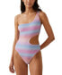 ფოტო #1 პროდუქტის Women's Glitter Ombre Cutout One-Shoulder One-Piece Swimsuit