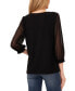 Фото #2 товара Women's Glitter Sleeve Mixed Media Top