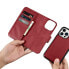 2w1 etui skórzany pokrowiec z klapką iPhone 14 Pro Anti-RFID Wallet Case czerwony