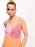 Фото #3 товара ASOS DESIGN Maternity knitted maxi dress with twist front in colour block in pink & orange