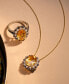 ფოტო #4 პროდუქტის Cinnamon Citrine (3-1/4 ct. t.w.) & Diamond (3/8 ct. t.w.) Halo Adjustable 20" Pendant Necklace in 14k Gold