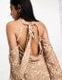 Фото #2 товара Annorlunda barb wire floral plunge mini dress in taupe