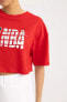 Фото #4 товара NBA Wordmark Oversize Fit Bisiklet Yaka Kısa Kollu Crop Tişört