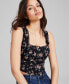 Фото #3 товара Women's Printed Woven Sleeveless Corset Top, Created for Macy's