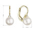 Gold dangling earrings with real pearls 91PZ00023