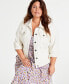 Фото #6 товара Trendy Plus Size Classic Denim Trucker Jacket, Created for Macy's