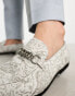 Фото #9 товара ASOS DESIGN loafers in silver velvet with gunmetal chain detail