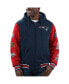 ფოტო #1 პროდუქტის Men's Navy, Red New England Patriots Player Option Full-Zip Hoodie Jacket