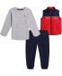 Фото #1 товара Костюм для малышей Nautica Набор с длинным рукавом Heather T-рубашкой, жилетом с блокировкой цвета и флисовыми брюками, 3 штуки.