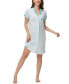 Women's Printed Notch Collar Short Sleeve with Ruffle Sleepshirt Nightgown