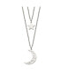 Фото #1 товара Chisel polished Beaded Star and Moon 2 Strand Curb Chain Necklace