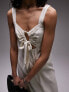 Фото #4 товара Topshop linen blend tie front midi dress in ecru