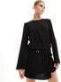 Mango buckle waist tailored dress in black