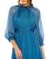 Women's Chiffon Ruched Illusion Raglan Sleeve Ruffled Gown