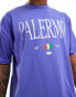 ASOS DESIGN oversized boxy t-shirt with Palermo front print in blue IRISBLÜTE, M - Chest 40 - фото #4