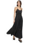 Фото #3 товара Women's Solid Tiered Pleated Sleeveless Mesh Maxi Dress