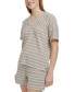 Фото #2 товара Women's Striped Pointelle Knit Hooded Top