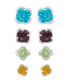 ფოტო #1 პროდუქტის Multi-Color Round Stud Silver Plate Earrings, Set of 4
