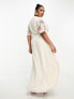 Hope & Ivy Plus embroidered floral maxi dress in ivory