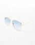 Фото #2 товара AIRE alpha metal aviator sunglasses in silver with blue lens