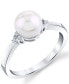 ფოტო #1 პროდუქტის Cultured Freshwater Pearl (7mm) & Diamond (1/20 ct. t.w.) Ring in 14k White Gold