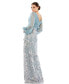 ფოტო #3 პროდუქტის Women's Illusion Puff Sleeve Pleated Bodice Embellished Gown