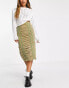 Reclaimed Vintage ruched midi skirt in green