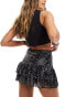 Miss Selfridge sparkly ruffle detail skirt in black