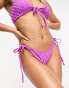 ASOS DESIGN checkerboard towelling tie side bikini bottom in purple 44 - фото #8