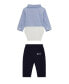 Baby Boys Long Sleeve Oxford Stretch Woven Bodysuit and Knit Bottom, 2 Piece Set