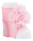 Baby Girls Shimmer Peep Toe Sock with Flower Overlay