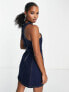 ASOS DESIGN Petite denim racer dress with heart embellishment in blue