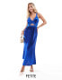 Фото #1 товара Never Fully Dressed Petite lace cut-out slip midaxi dress in cobalt