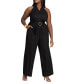 Plus Size Halter Neck Jumpsuit - 30, Black Onyx