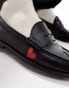 Фото #2 товара ASOS DESIGN black leather loafers with red and white detailing